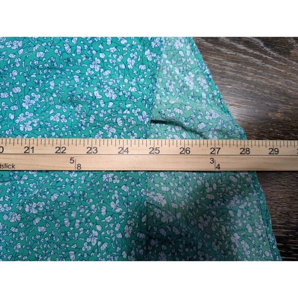 Cynthia Rowley Women's Green Floral White Flowers Ruffle Bottom Blouse 3X 173 - Picture 6 of 6